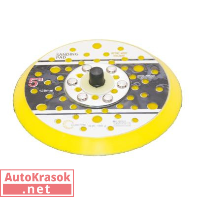 Оправка пластиковая для шлифмашины, полутвердая с липучкой, 125 мм, 48 отерстий, 5065905, Китай/Россия