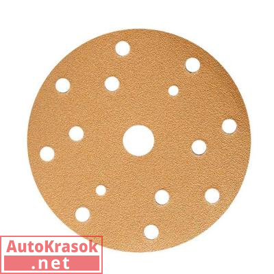 Шлифовальный круг GOLD B312T 150мм на липучке, 15 отв, золотистый P40, 44303, SUNMIGHT