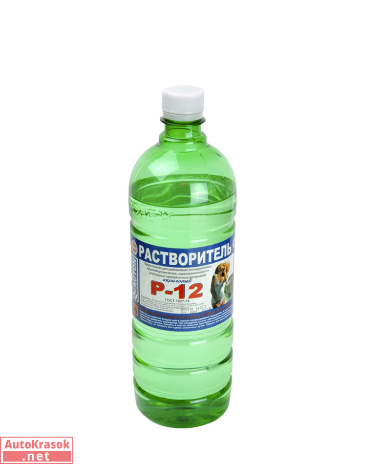 Растворитель Р-12 акриловый медленный, бутылка 1 л, ATN-S46023, Полихим