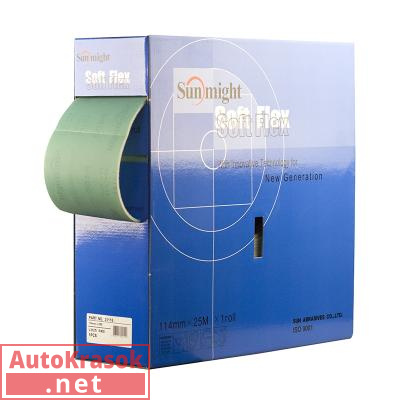Шлиф. бумага FILM L312T Soft Flex Pad перфорир. рулон 114мм х 25м, 200 шт. 114 х 125мм P100, 31107, SUNMIGHT