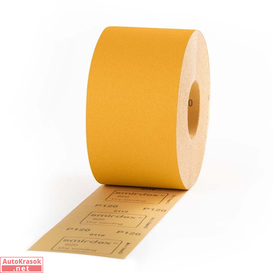 Шлифовальная бумага в рулонае SMIRDEX 820 Yellow, без липучки, 115 мм*50 м, P60, 820120060, SMIRDEX