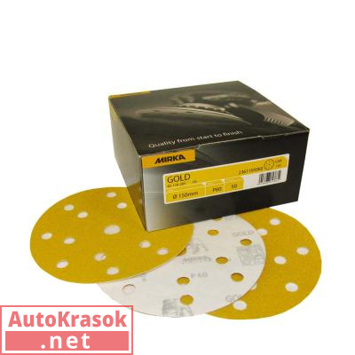 Круг шлифовальный Gold 150 мм, 15 отверстий, P500 (100 шт в упаковке), 2361109951, Mirka
