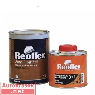 Грунт 2К акриловый Acryl Filler 3+1 черный, 1+0,33 л RX F-04, REOFLEX