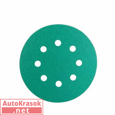 Круг шлифовальный DC341 (LA351) Film Green 125 мм, 8 отверстий, P1000, DC341.125.8.1000, Hanko
