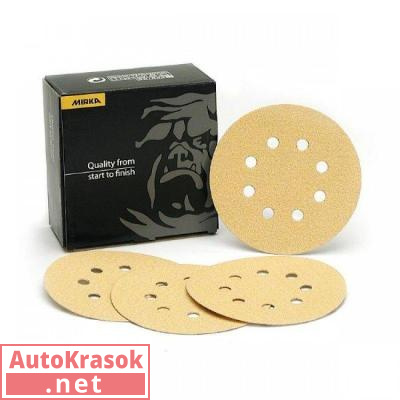 Шлифовальный круг Gold 125 мм, 8 отверстий, P 120 (50шт в упаковке), 2361585012, Mirka