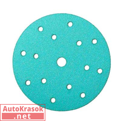 Шлифовальный круг 136 Green ALO, D=150 мм, 15 отверстий, P180 (упак 100шт.), 136.150.180.15, Sandwox