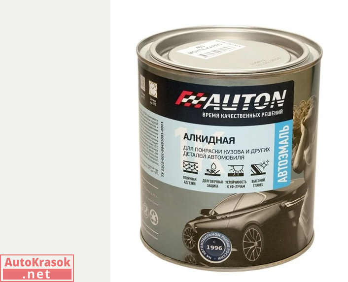 белая матовая, автоэмаль алкидная 1К, 0.8 л, AUTON