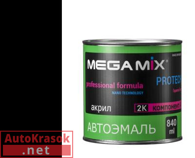 Краска 601 Черный, эмаль акриловая АК-1311, 0,8 кг,  MegaMix