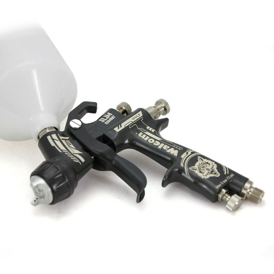 Краскопульт SLIM KOMBAT HVLP, бачок 0,68 л, дюза 1.3 мм, Walcom