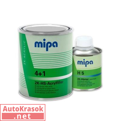 Грунт акриловый 2К 4+1 Acrylfiller, белый, H5 быстрый отвердитель, 1+0.25л (комплект) 228510003+23773, Mipa