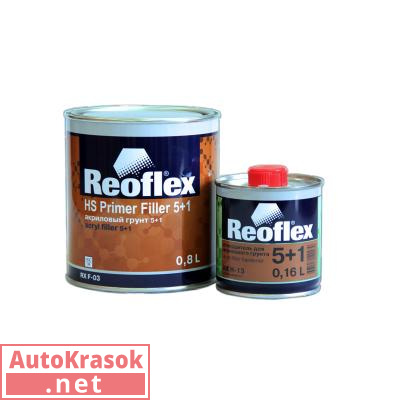 Грунт акриловый 2K 5+1 серый, 0,8+0,16л (комплект) RX F-03, REOFLEX