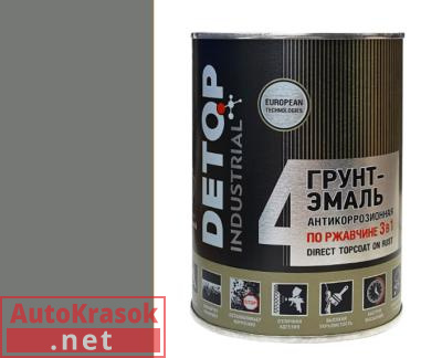 Грунт-эмаль по ржавчине №4, Direct Tocoat on Rust "3в1", RAL 7005 серая, 0,75 л, DTI-P07753 DETOP
