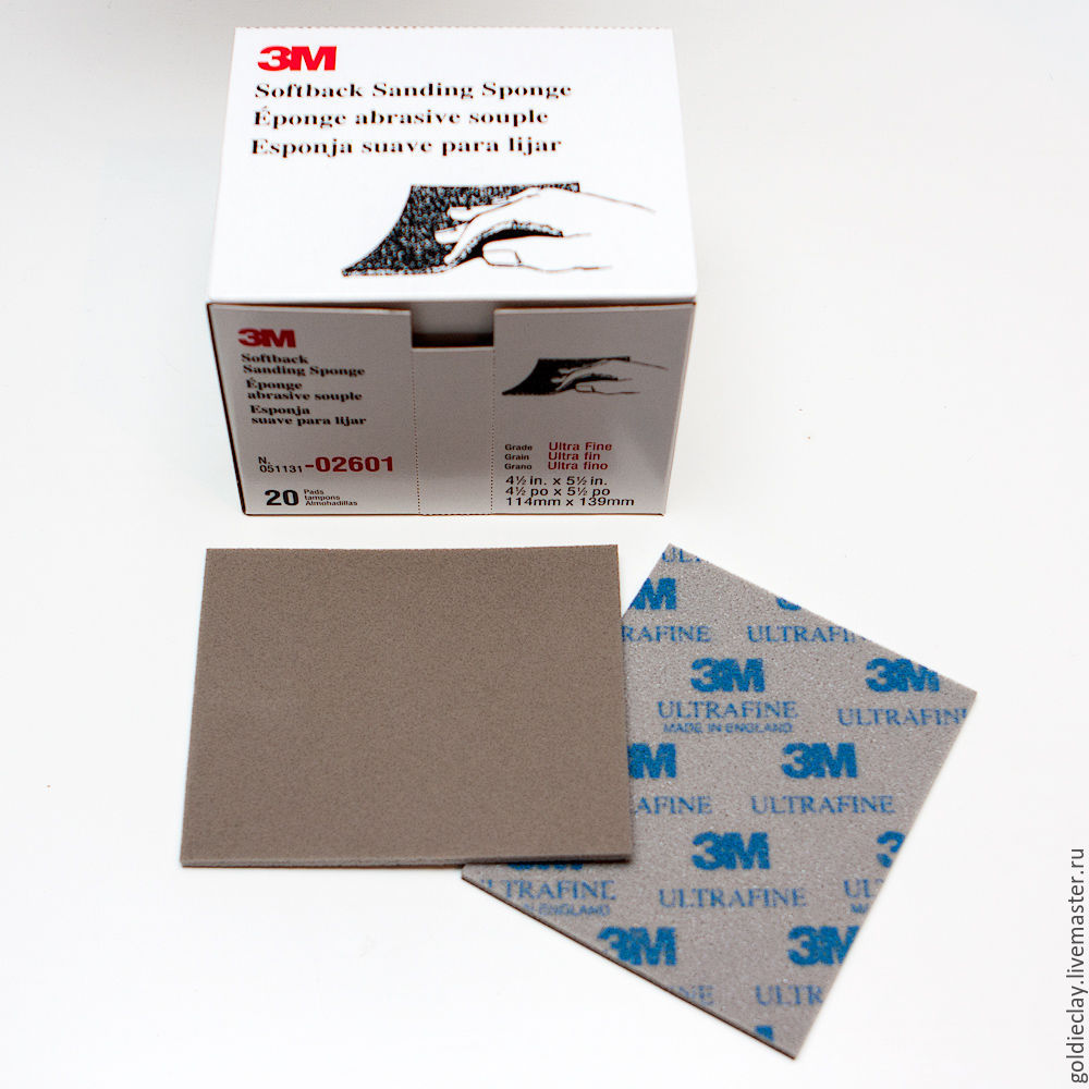 Губка шлифовальная Softback 115*140 мм, Ultrafine Ультратонкая ( абразив P800-P1000 ), 02601, 3M