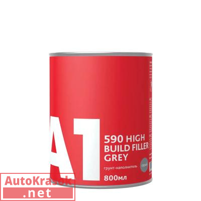 Грунт толстослойный 4:1 590 HB FILLER GREY (или 3:1 мокрый по мокрому), серый, 0,8+0,2 л (отв. в ком 590HBG-0800, A1