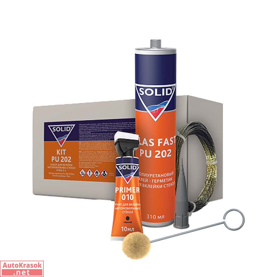 Набор для вклейки автомобильных стекол KIT PU 203, 2-х часовой 310ml, SOLID