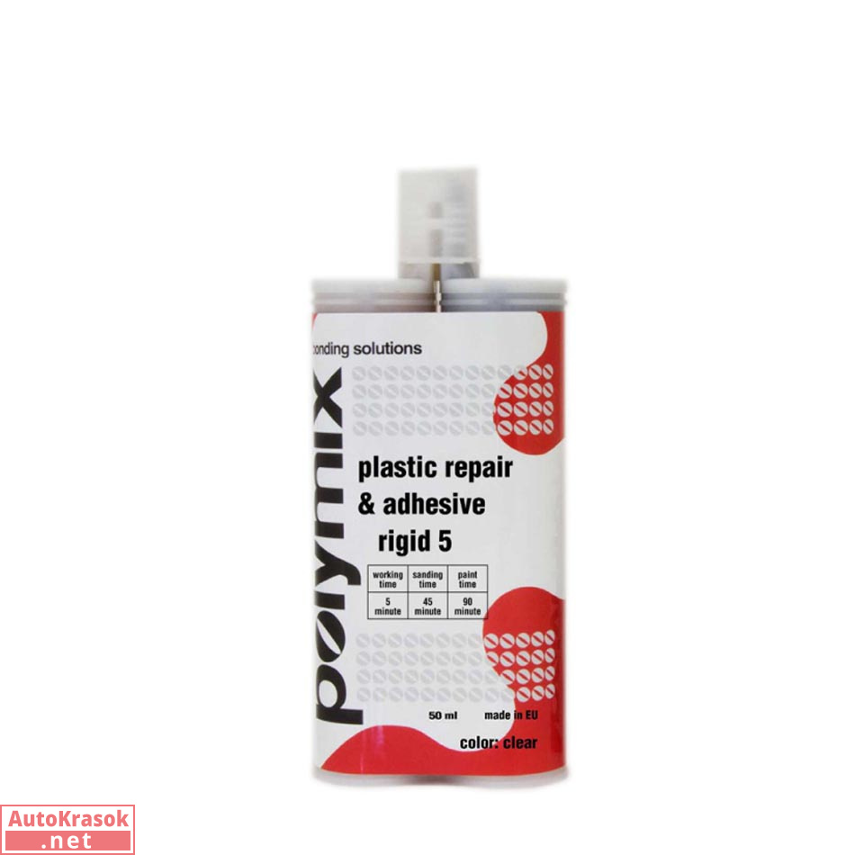 Клей двухкомпонентный структурный Rigid5 black 45 min, 50 мл, POLYMIX