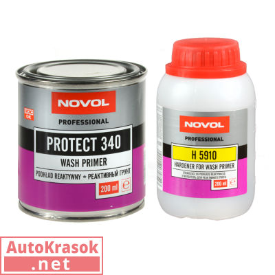 Грунт реактивный (кислотный) Protect 340 Wash Primer, 0,2+0,2 л (комплект) 37219, Novol