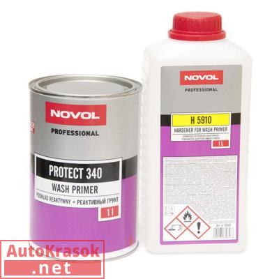 Грунт реактивный (кислотный) Protect 340 Wash Primer, 1+1 л (комплект) 37211, Novol