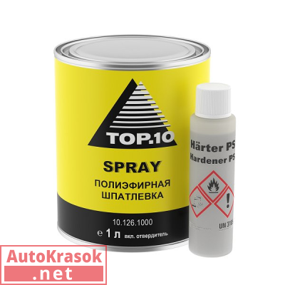 Шпатлевка ТОП10 Spray 1л, черная (с отвердителем), 10.126.1000, TOP.10