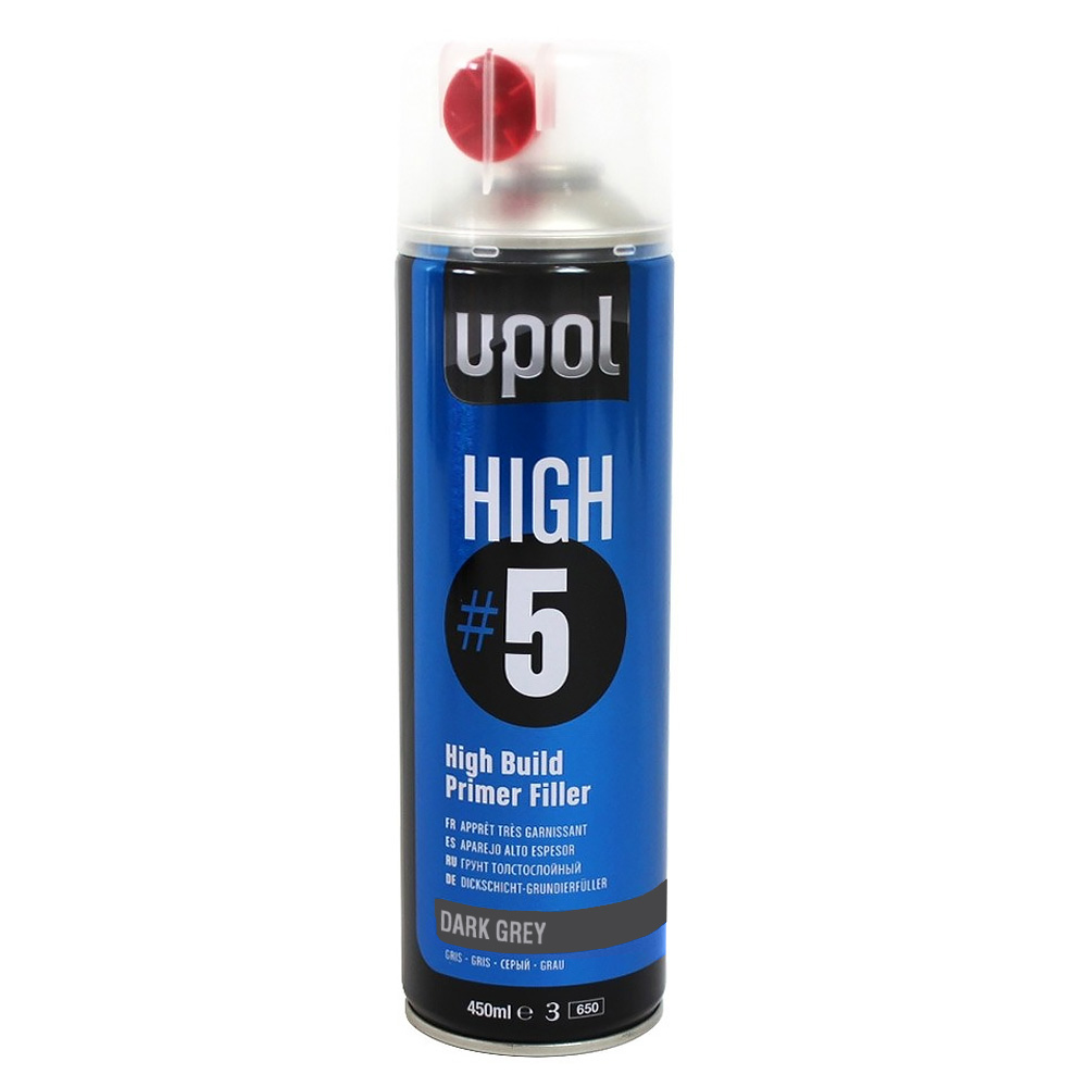 HIGH#5 Грунт толстослойный, 450 мл темно-серый, U-POL