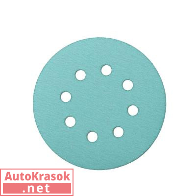 Шлифовальный круг 136 Green ALO, D=125 мм, 8 отверстий, P120 (упак 100шт.), 136.125.120.08, Sandwox