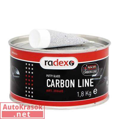Шпатлевка со стекловолокном CARBON LINE, с отвердителем, 1,8 кг, 200605, RADEX