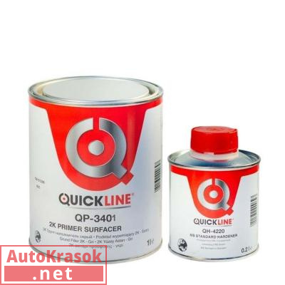 2К Грунт-наполнитель белый (G1),"мокрый по мокрому" (стандартный отв. в комплекте), 1+0,2л QP-3401/1+4220/0.2, Quickline