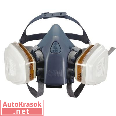 Полумаска 3М 7502 (фильтр 6051) силиконовая в комплекте, , 3M