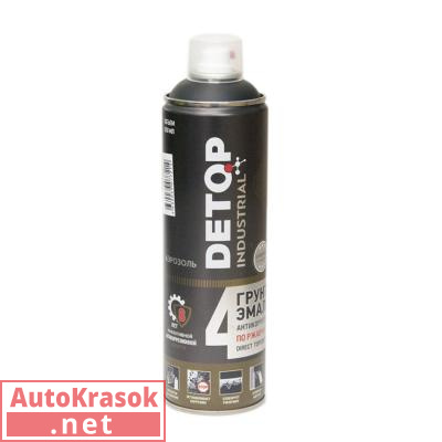 Краска грунт-эмаль по ржавчине №4, Direct Tocoat on Rust, RAL 9004 Черная, аэрозоль 650 мл, DTI-A07721 DETOP