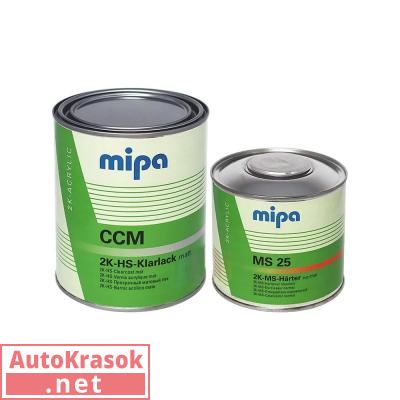 Лак акриловый матовый 2К HS Klarlack MATT MIPA, CCM+MS25, 1+0.5л (комплект), 233910000S, Mipa