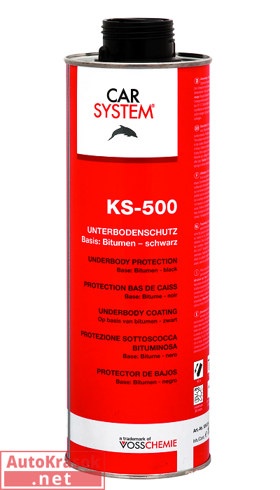 Покрытие битумное для защиты днища KS-500, цвет черный, 1 л, 126034, CarSystem