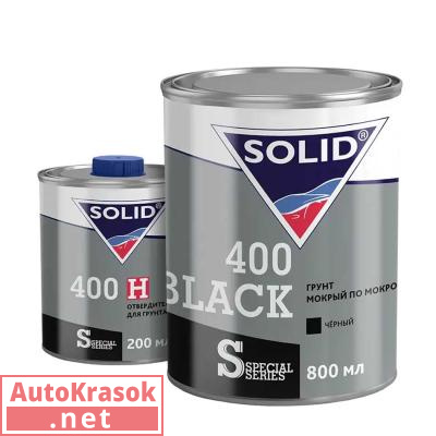 Грунт мокрый по мокрому 4+1 400 WET ON WET BLACK, черный 0,8+0,2 л (комплект) 401.004175.2, SOLID