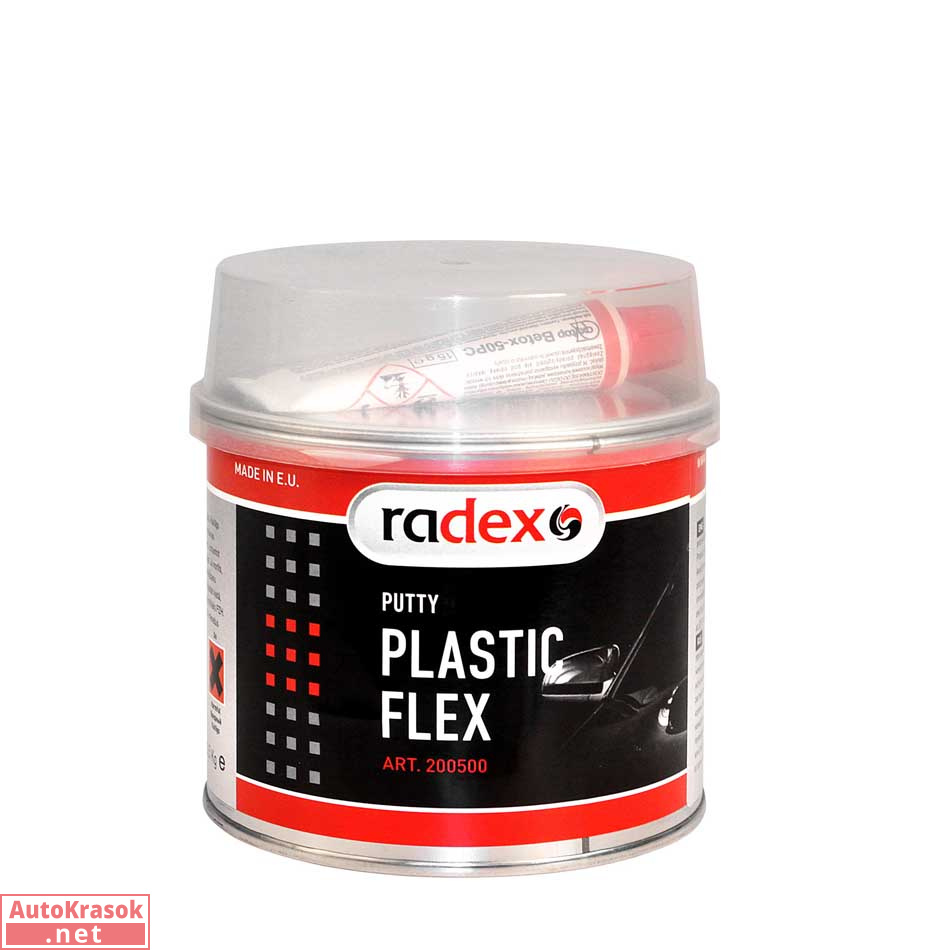 Шпатлевка для пластмассы PLASTIC FLEX, темно-серая, 0,5 кг, 200500, RADEX