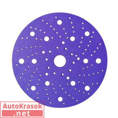 Шлифовальный круг на пленочной основе 328 PLUS Purple Zirconia Multi holes, D=150 мм, Р180 (упак 50ш, 328P.150.180.LC, Sandwox