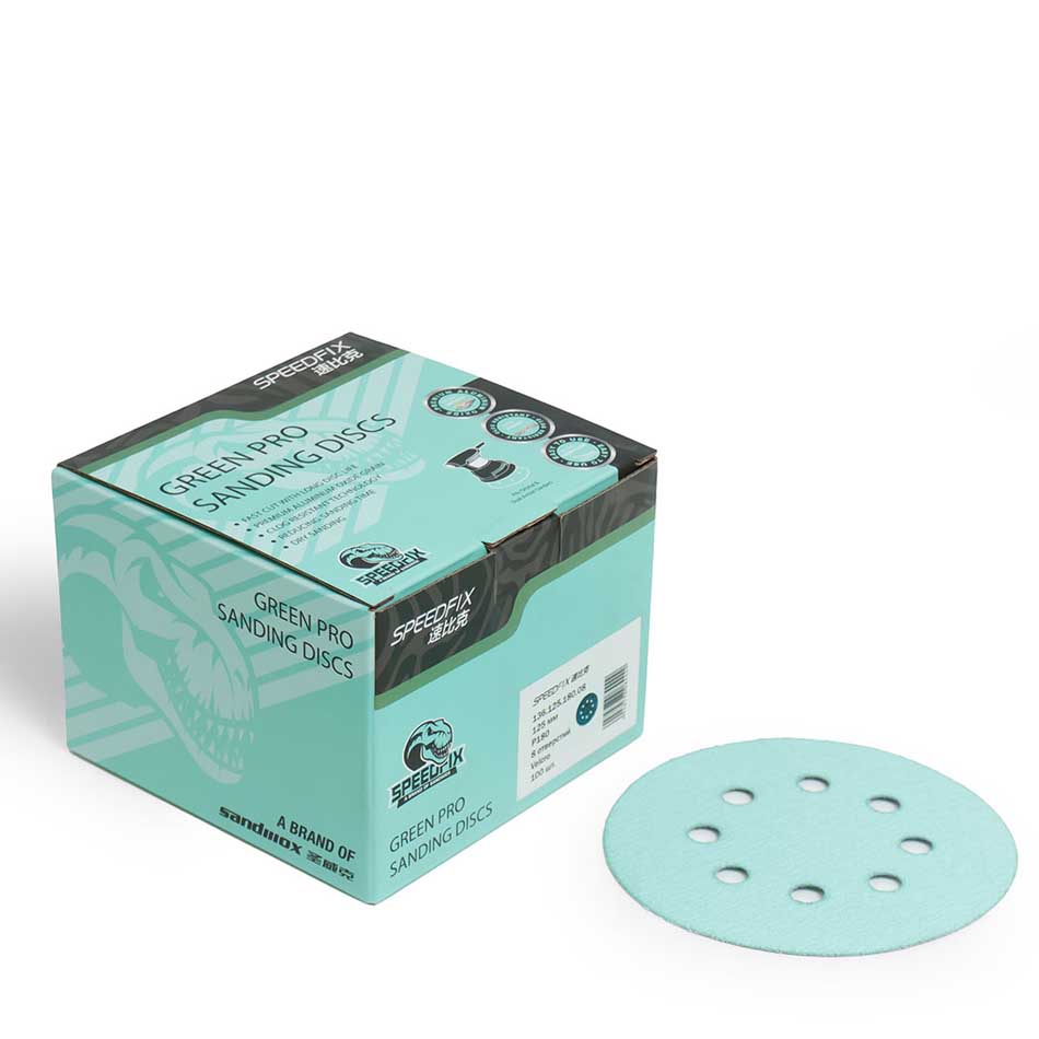 Шлифовальный круг 136 Green ALO, D=125 мм, 8 отверстий, P180 (упак 100шт.), 136.125.180.08, Sandwox