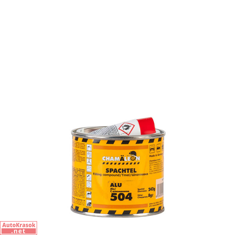 Шпатлевка 504, с алюминием, цвет серый, 0,25 кг, CHAMALEON