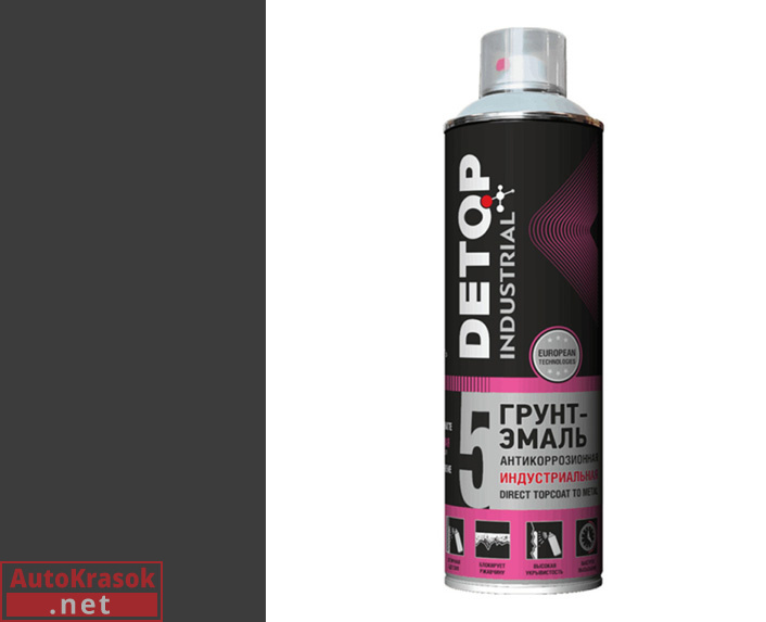 Грунт-эмаль антикоррозийная индустриальная №5, Direct Topcoat to metal, RAL 9005, Черный, аэрозоль, , DETOP