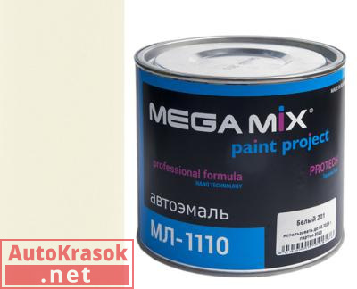 Краска 201 белая МЛ-1110 автоэмаль, 2,0 кг,  MegaMix