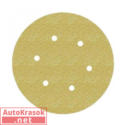 Шлифовальный круг Hookit 255P, диаметр 150 мм, 6 отверстий, P500, 63340, 3M