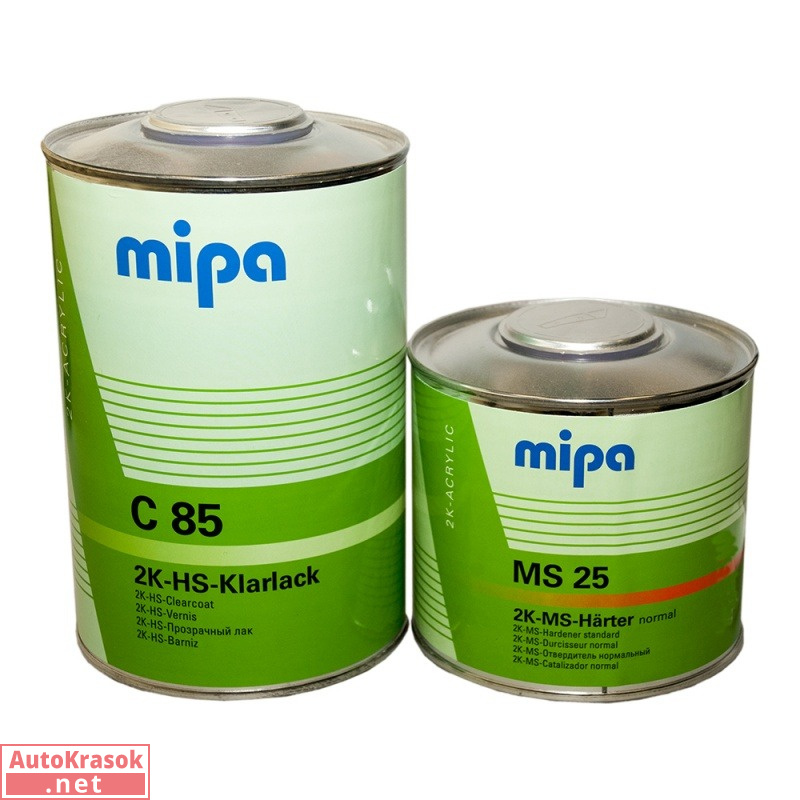 Лак 2К HS Klarlack акриловый C85+MS25, 1л+0,5л (комплект), 232320085, Mipa
