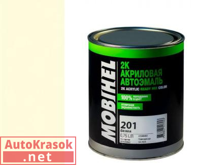 Краска 201 белая, 2К Автоэмаль акриловая Мобихел, 0.75 л, 41677802 MOBIHEL
