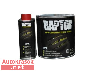Эпоксидный антикоррозийный грунт RAPTOR, комплект 1л (0,8л грунт + 0,2л отвердитель) REP/1LK, U-POL