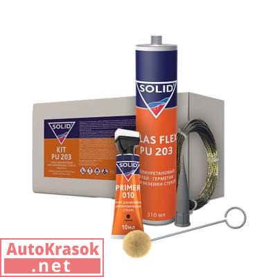 Набор для вклейки автомобильных стекол KIT PU 203, 3-х часовой 310ml, 377.0203.03, SOLID