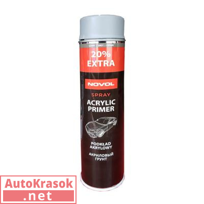 Грунт акриловый Acrylic Primer, спрей серый, 600 мл 91242, Novol