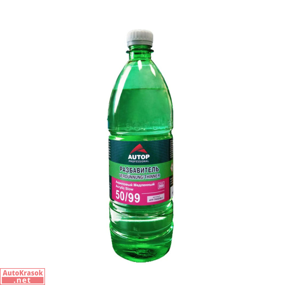 Разбавитель медленный акриловый Tinner Slow 50/99, 1 л, Autop