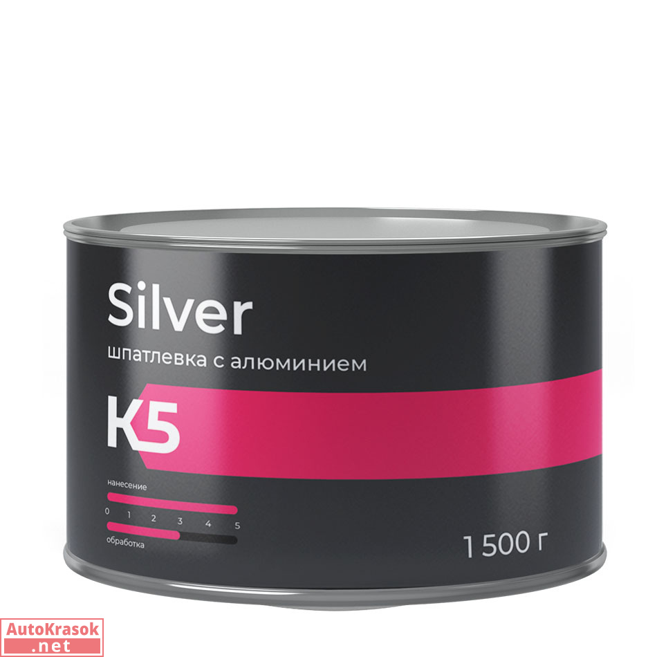 Шпатлевка К5 Silver, с алюминием, 1500 г, 280.1500.05, 