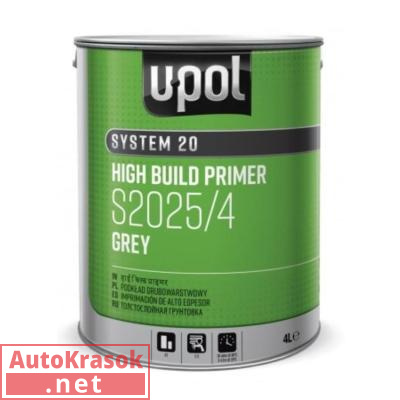 Грунт наполнитель 4:1 S2025 UHS, цвет серый, 4 л S2025/4, U-POL