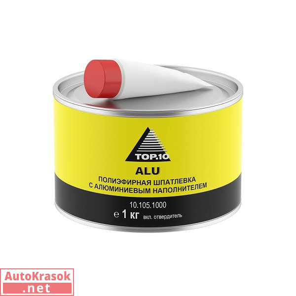 2К Шпатлевка с алюминиевым наполнителем 1кг, с отвердителем, 10.105.1000, TOP.10