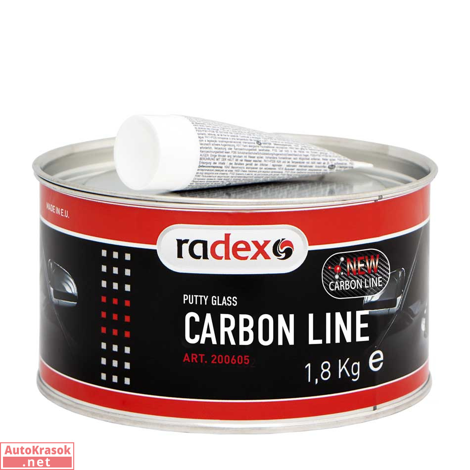 Шпатлевка со стекловолокном CARBON LINE, с отвердителем, 1,8 кг, 200605, RADEX