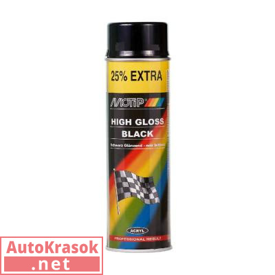 Краска акриловая универсальная, цвет черный глянцевый, 500 мл, 04005IG Motip